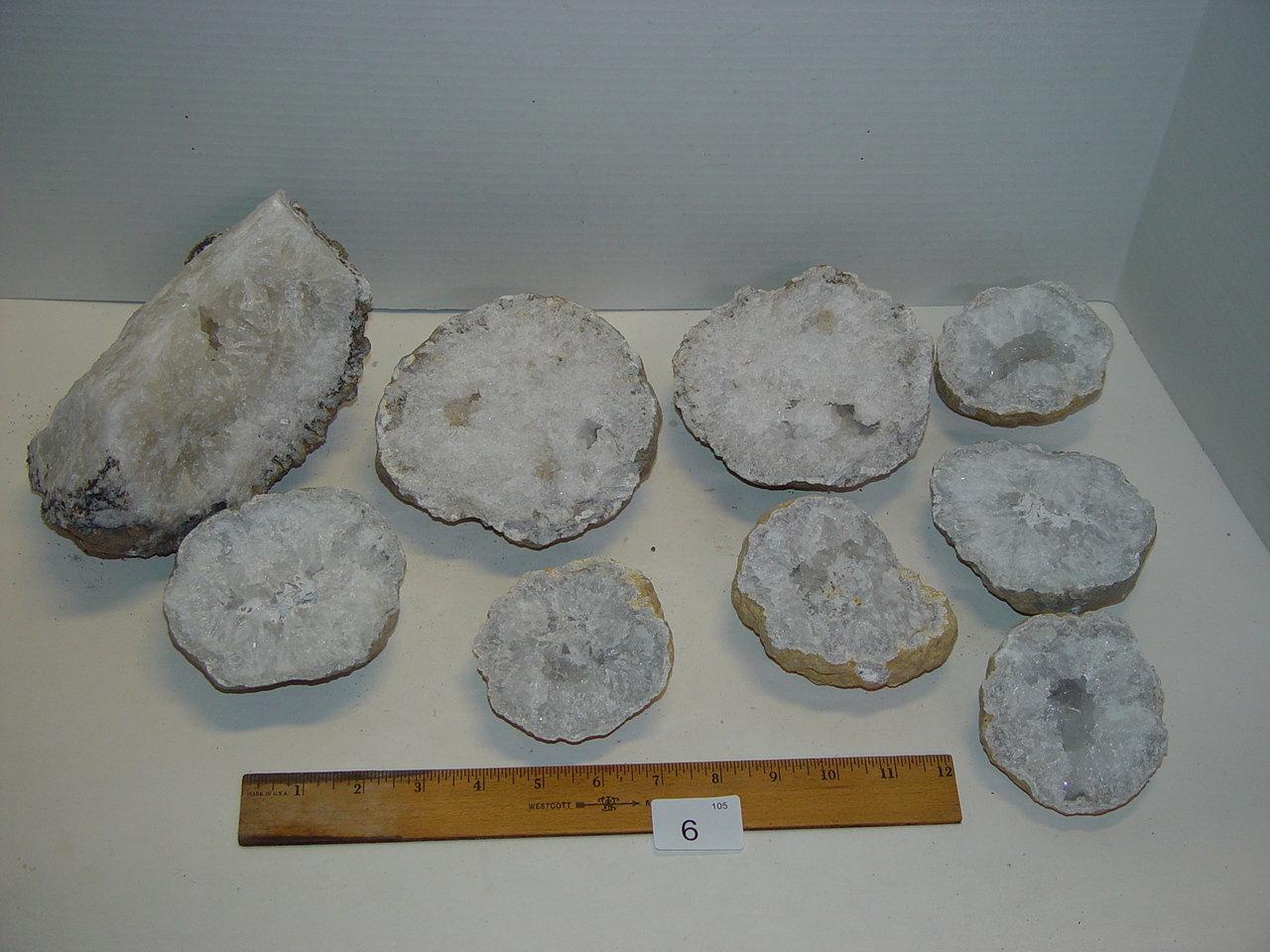 Quartz geodes 3” - 5” from Fox River near Wayland MO and near Hamilton IL