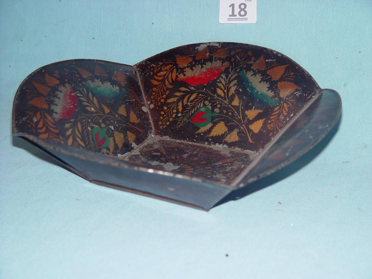 Japanned Tin Table Bowl, 10 1/2" Wide