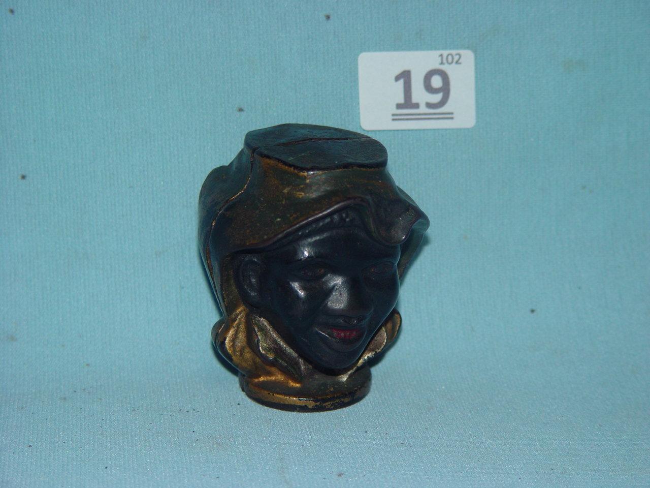 Double Face Cast Iron Bank, 3 1/4" Tall