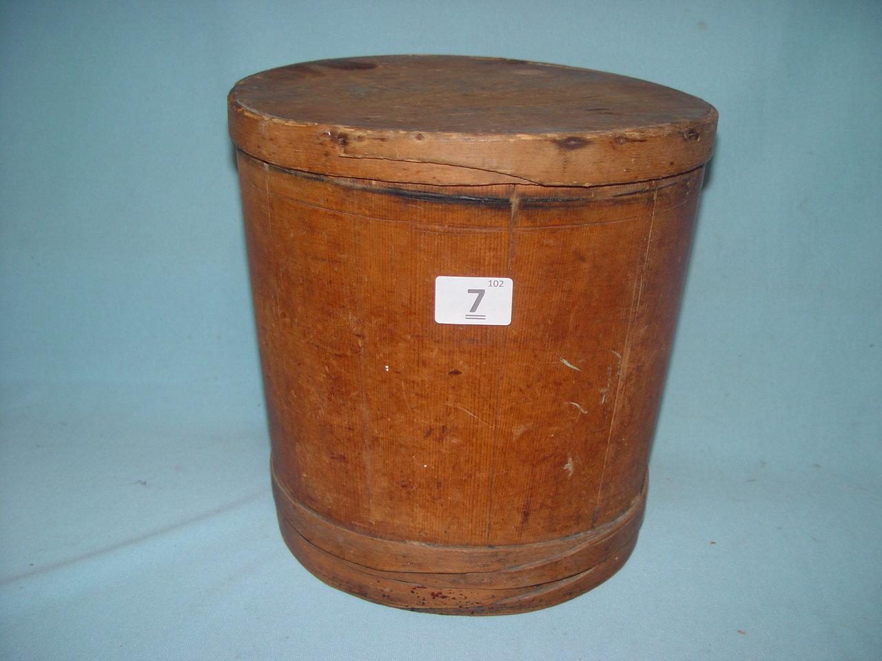 Banded & Nailed Firkin, 11 1/2" Tall, 11" Top Diameter