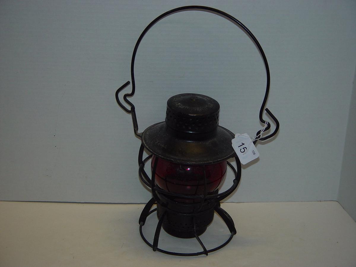 NYCS Railroad red globe lantern 9” tall