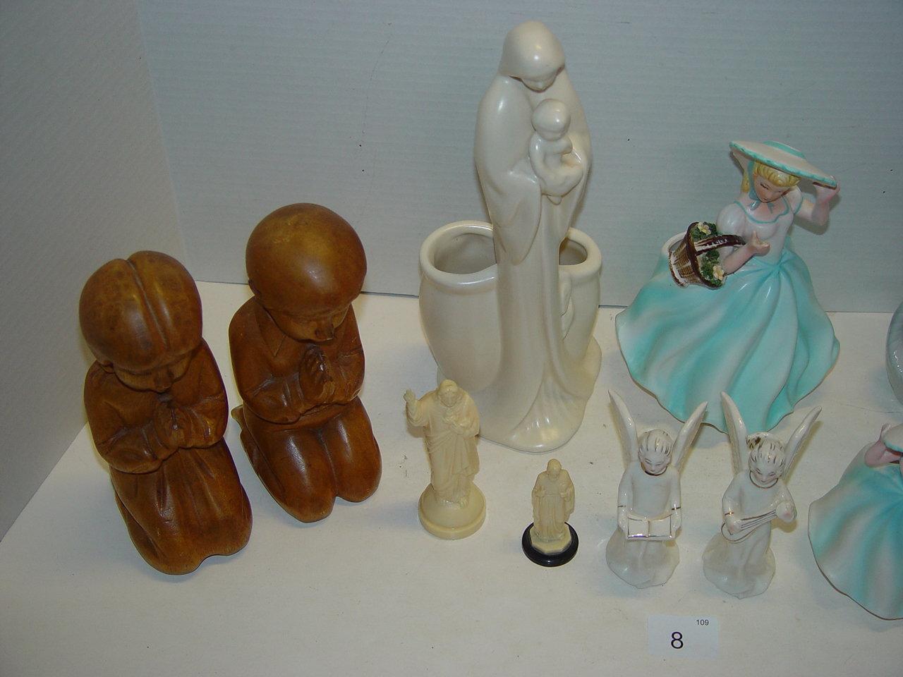 Figurine lot- Haeger, Napco, hand carved wood and other tallest 11” 3 pics