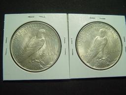 Pair of 1927-D Peace Dollars- One is XF+, the other AU