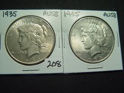 Pair of 1935 AU++ Peace Dollars