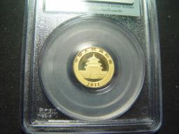 2011 China Panda 1/10th Oz. Gold  PCGS MS70 First Strike