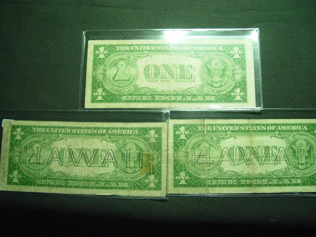 Three WW2 Emergency Issue $2 Silver Certificates: (2) Hawaii & (1) North Africa