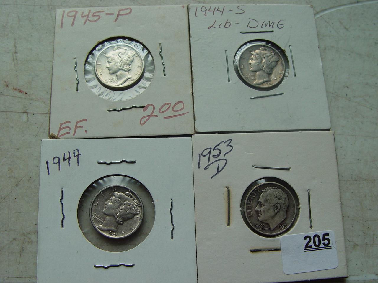 (3) Mercury & (1) Silver Roosevelt Dimes