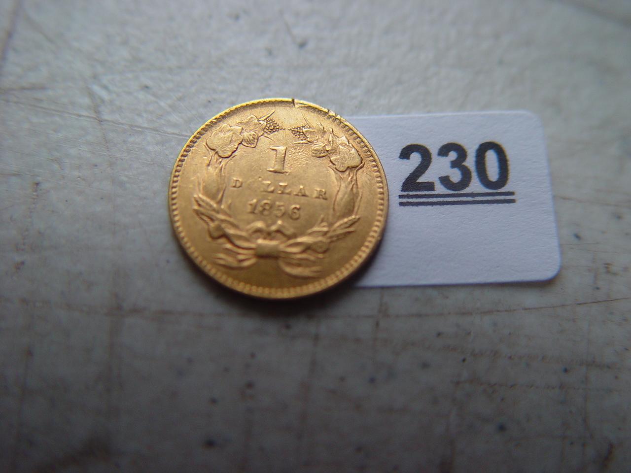 1856 Cornet Head $ 1 Gold Piece