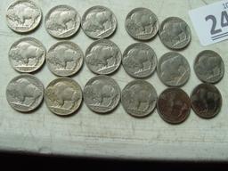 (17) Buffalo Nickels, 37-D, 29, 16-D