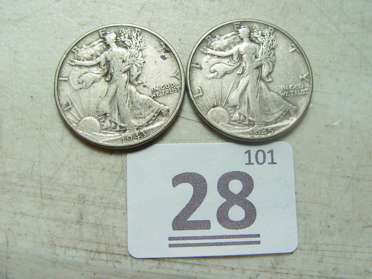 1943 & 1945 Walking Liberty Halves