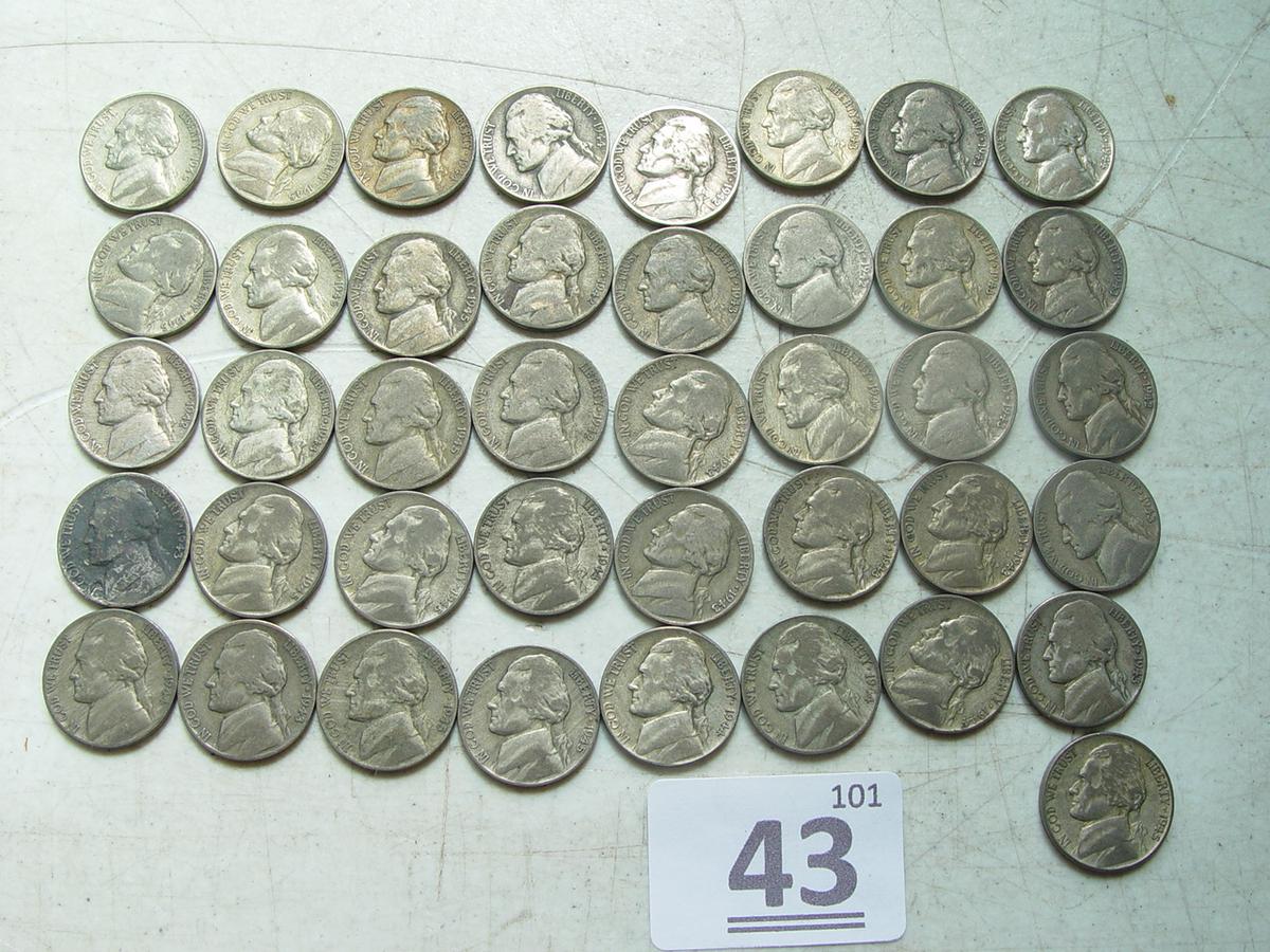 (41) War Nickels, 36% Silver Content