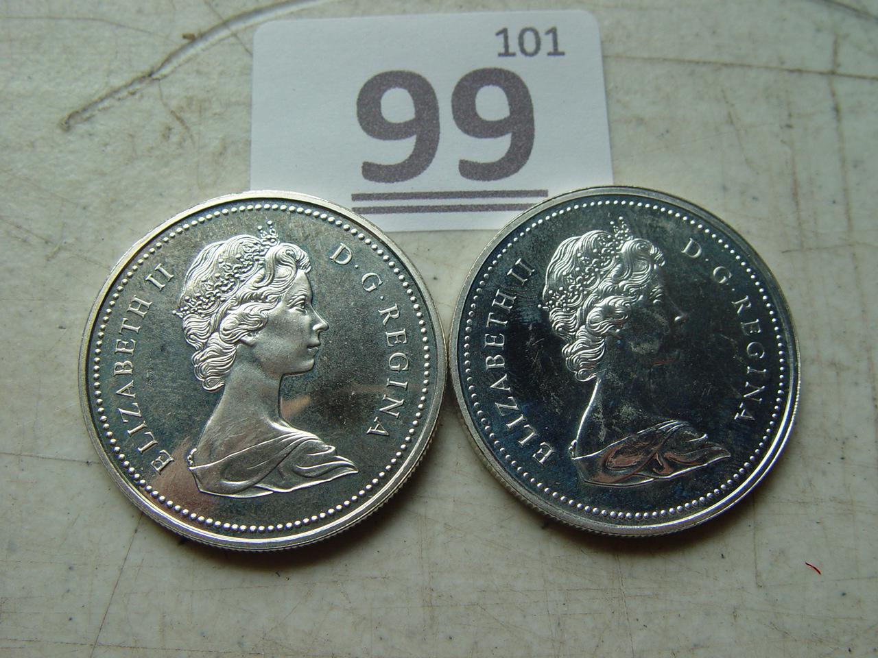 Canada: 1975 & 1973 Comm. Silver Dollars