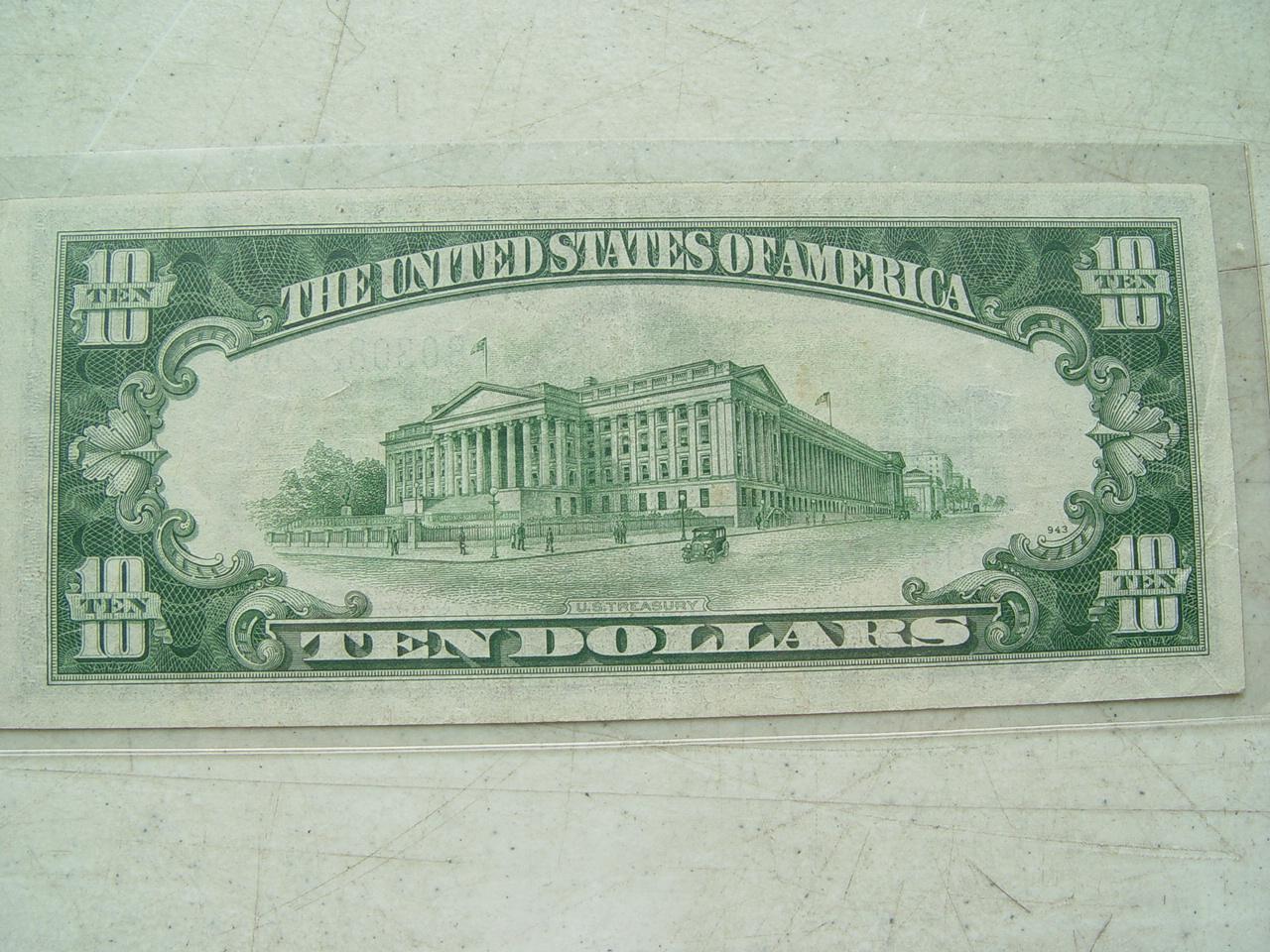 $10 Silver Certificate 1934A VF Yellow Seal FR 2309