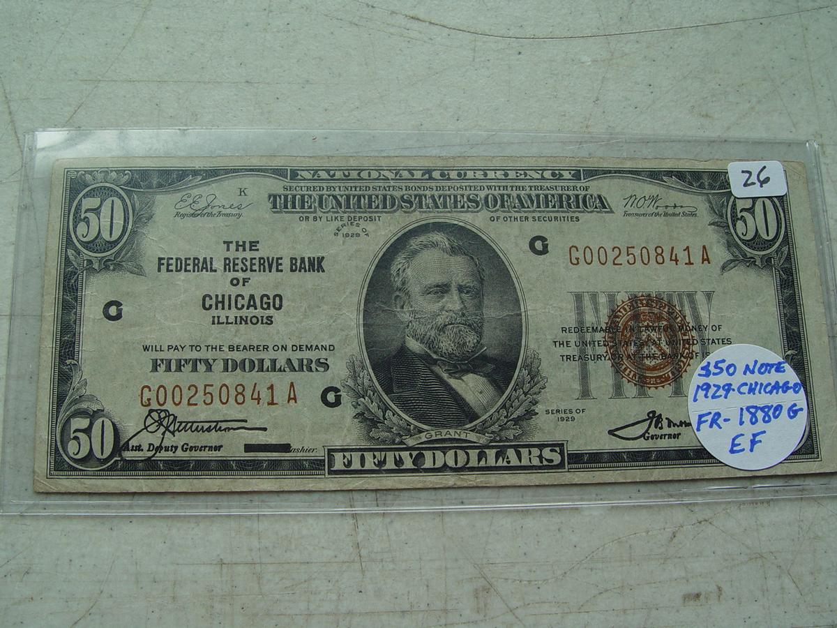 $50 National Currency 1929 Chicago EF FR 1880G