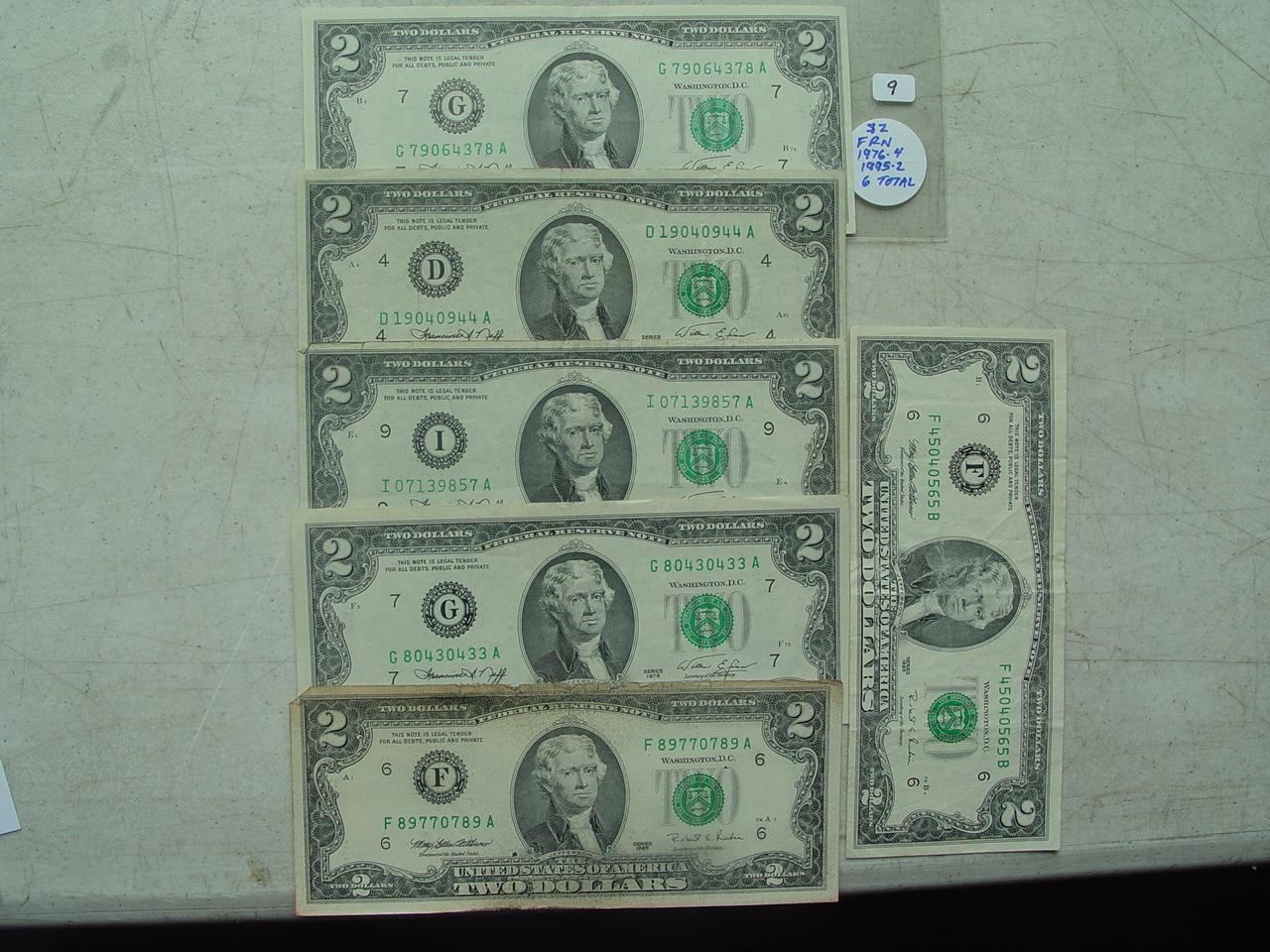 $2 FRN - 6 Total 1976 (4), 1995 (2)