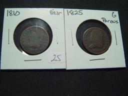 Pair of Half Cents: 1810 & 1825