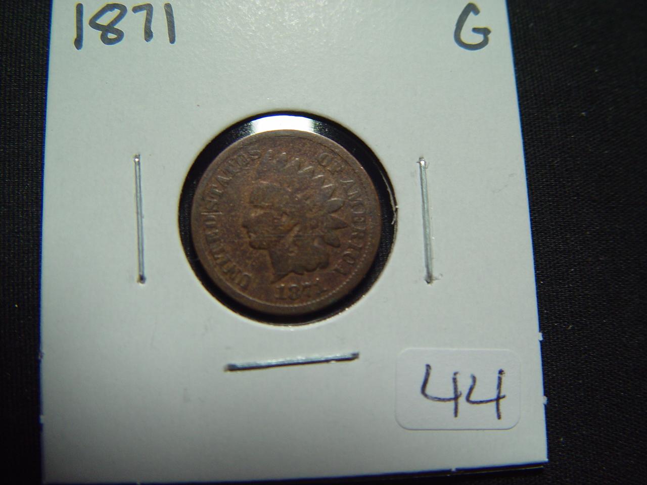 1871 Indian Cent   Good   Semi-key date