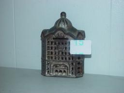 Bank Building Cast Iron Bank  4 1/2"Tall