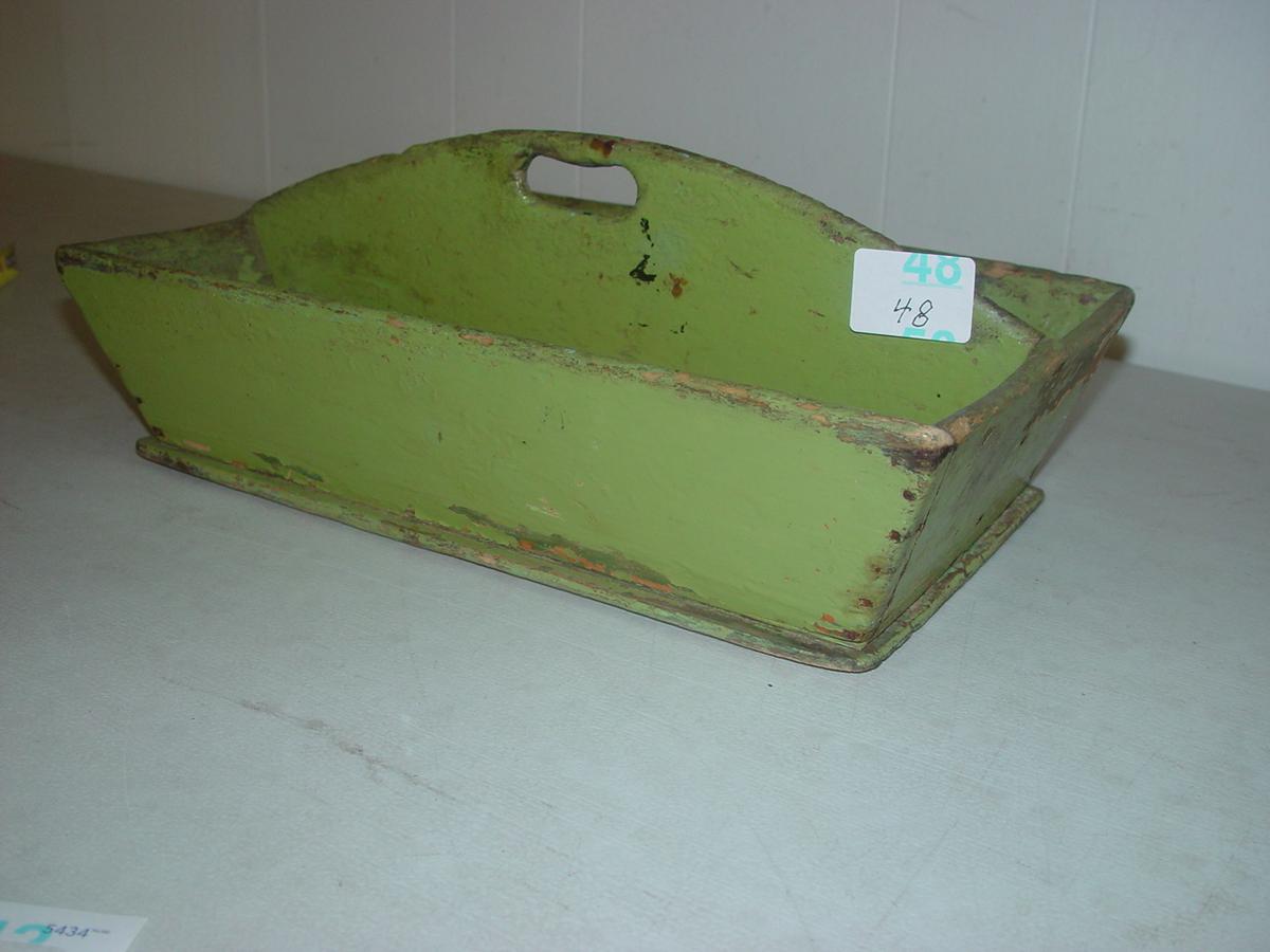 Knife Box In Green Paint  5" T,  13" W,  8" D