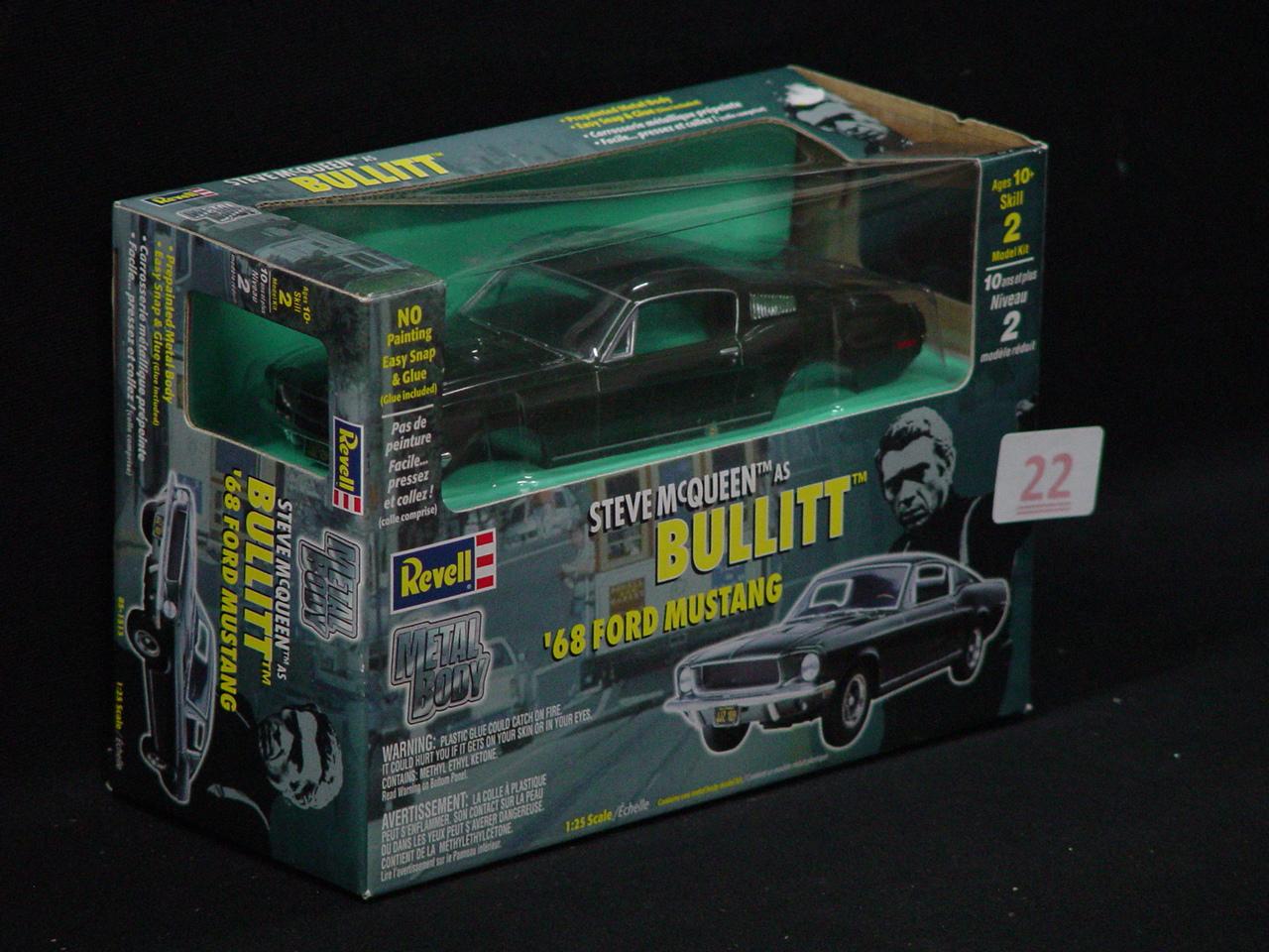 Revell Steve McQueen as Bullitt '68 Ford Mustang, Snap & Glue 1:25 Scale Sealed In Box