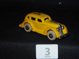 Cast Iron Yellow Cab 4"L Incised "Pontiac USA" on Inside of Car