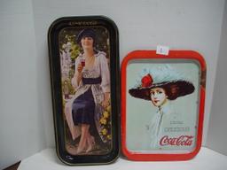 2 Contemporary Metal Coca-Cola Serving Trays, 14 3/4"L x 10 3/4"W, &