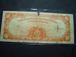 1922 $10 Gold Certificate- "V" cut at top