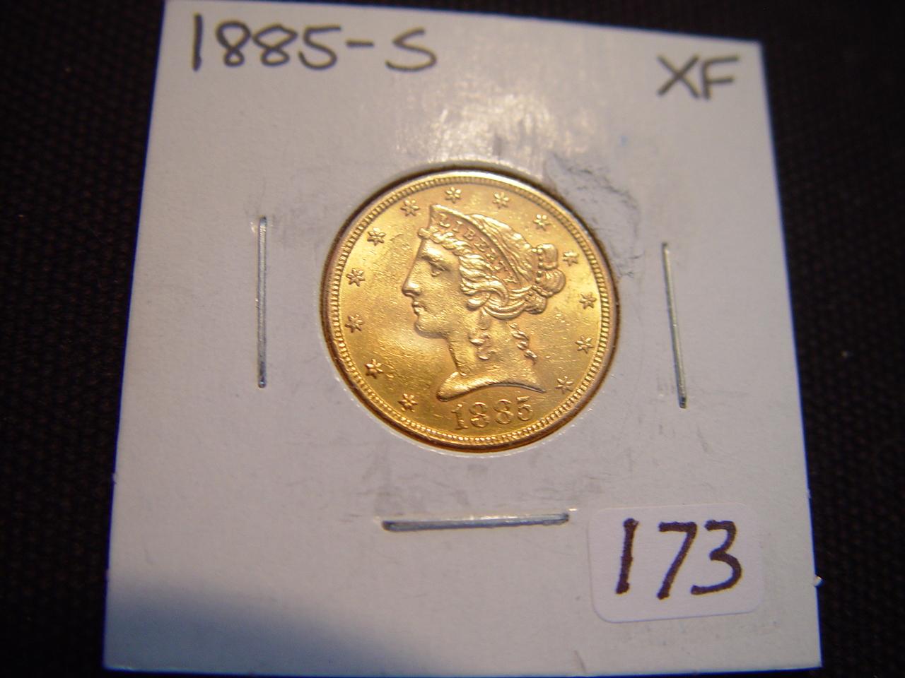 1885-S $5 Gold Liberty XF