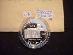 2001 $1 Silver Proof Capital Visitor Center COA