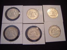 50 Cent Franklins 6 Total; All VF 1963-D One Has Spots