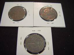 Three Large Cents 1844 VG, 1845 G Gouges/Corrosion, 1846 G Corrosion