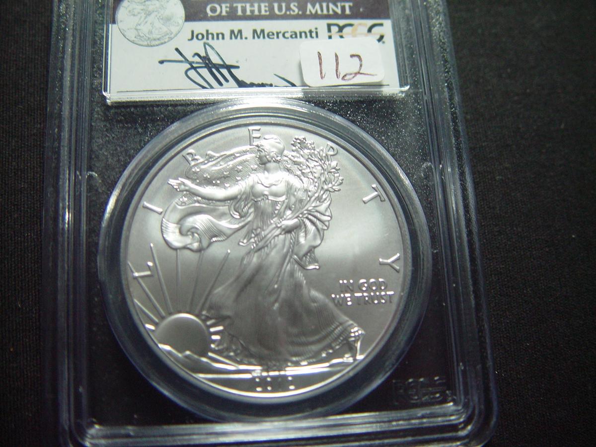 2012-W First Strike-John Mercanti signed BU Silver Eagle PCGS MS69