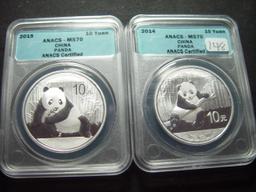 Two BU ANACS MS70 Pandas: 2014 & 2015