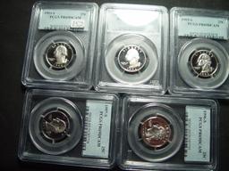 Five Different PCGS PR69 DCAM Clad Quarters: 1993 thru 1997