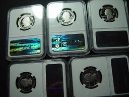 Five Coin Set of Early Release 2013 NGC PF70 Ultra Cameo National Parks Quarters
