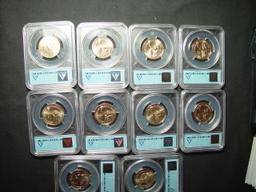 Ten Different ANACS SP69 P&D Mint Presidential Dollars: