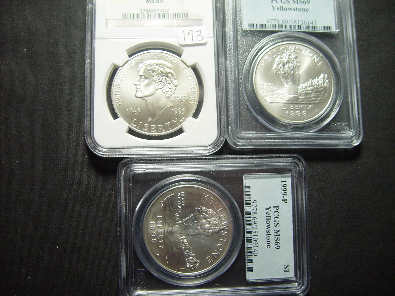 Three BU Commem. Silver Dollars: