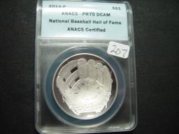 2014 Baseball Hall of Fame Commem. Dollar   ANACS PR70 DCAM