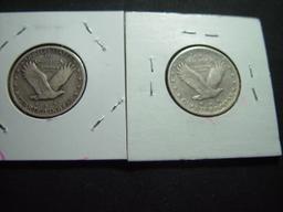 Pair of Standing Liberty Quarters: 1924  Fine & 1930  VF