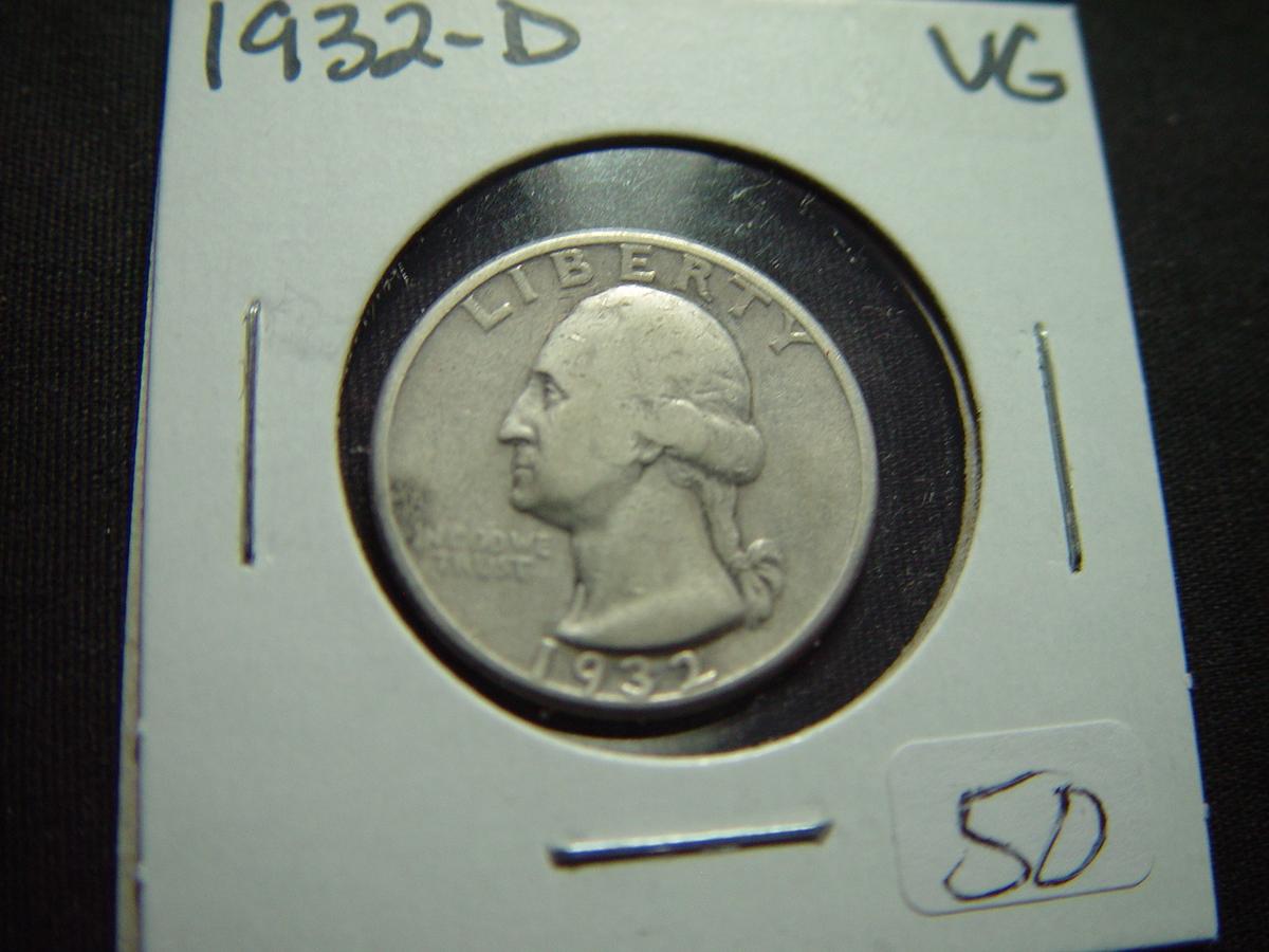 1932-D Washington Quarter   VG   KEY DATE