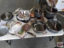 Pots pans and more lot includes table