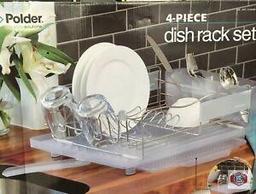 Polder 4 Piece Dish Rack Set Slide Out Drying Tray 10 pcs