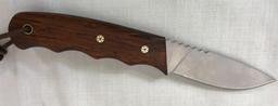 Custom Crafted Babinga Wood 6' Blade Knife w/Leather Sheath by Mick Barnett