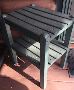 Polywood Bench with Cushion and Side Table