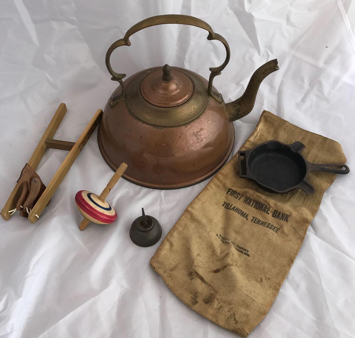 Mixed Lot with Copper Tea Kettle and More