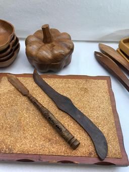 Assorted Wood Lot with Carved Wood Bowl