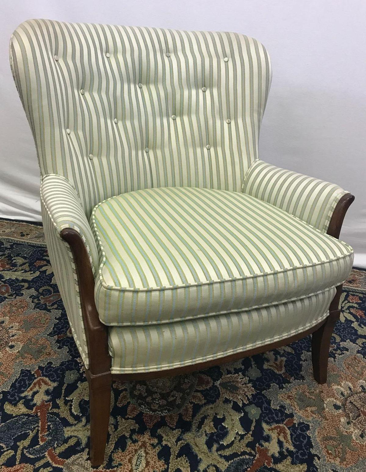 Wingback Chair with stripped fabric