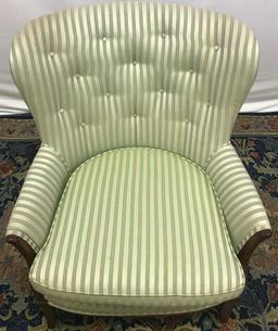 Wingback Chair with stripped fabric