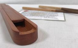 Pair of Chestnut, Walnut & Cherry Chopsticks in Cedar Case.