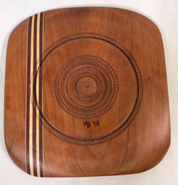 8" Cherry Display Plate with Tropical Wood Inlay by Vince Zaccardi (2018)